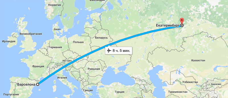 Cколько лететь до Испании из Москвы
