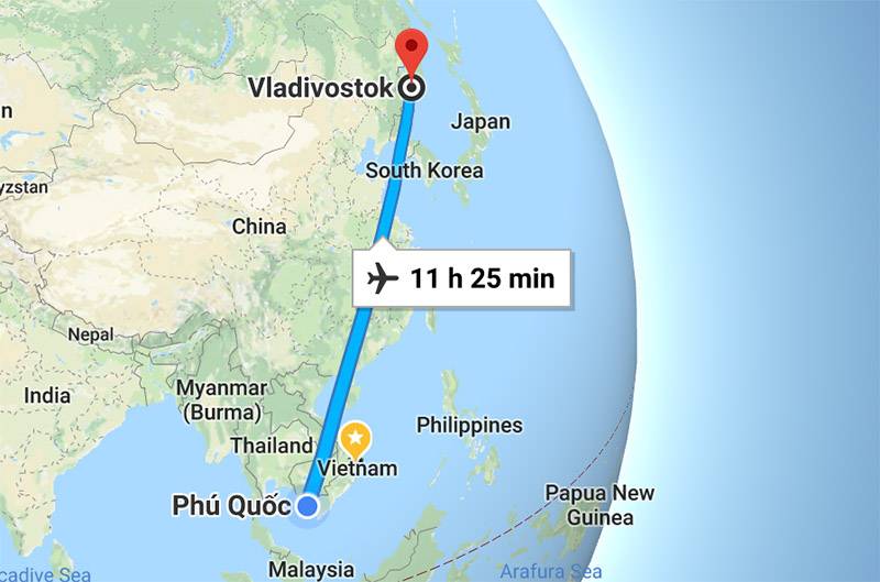 Перелет Москва-Вьетнам: время в пути