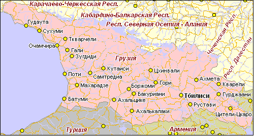 Аэропорты грузии — список, расположение на карте