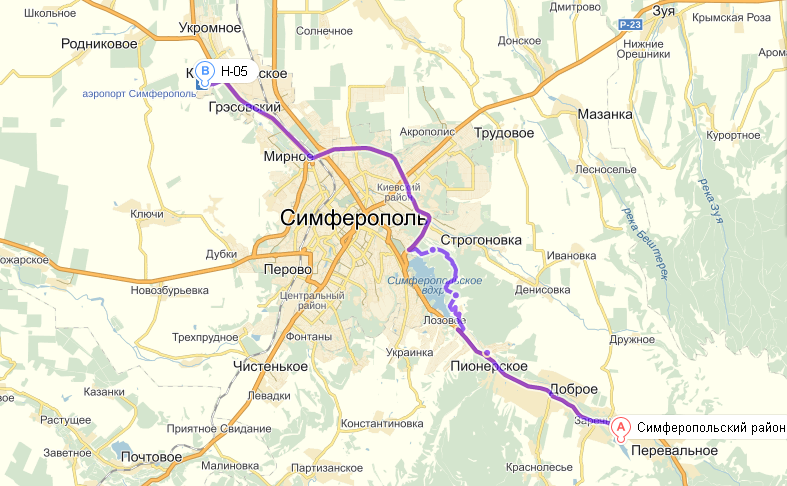 Карта от симферополя до аэропорта