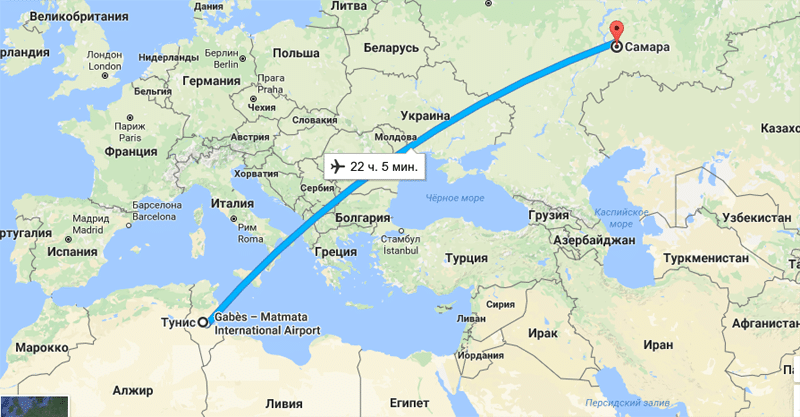 Через какие страны летит самолет в тунис. сколько часов лететь до различных курортов туниса? если лететь с двумя пересадками