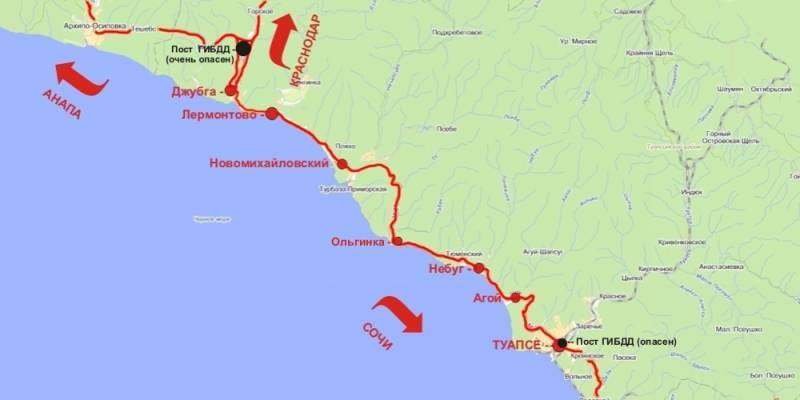 Карта туапсинского района краснодарского края побережье