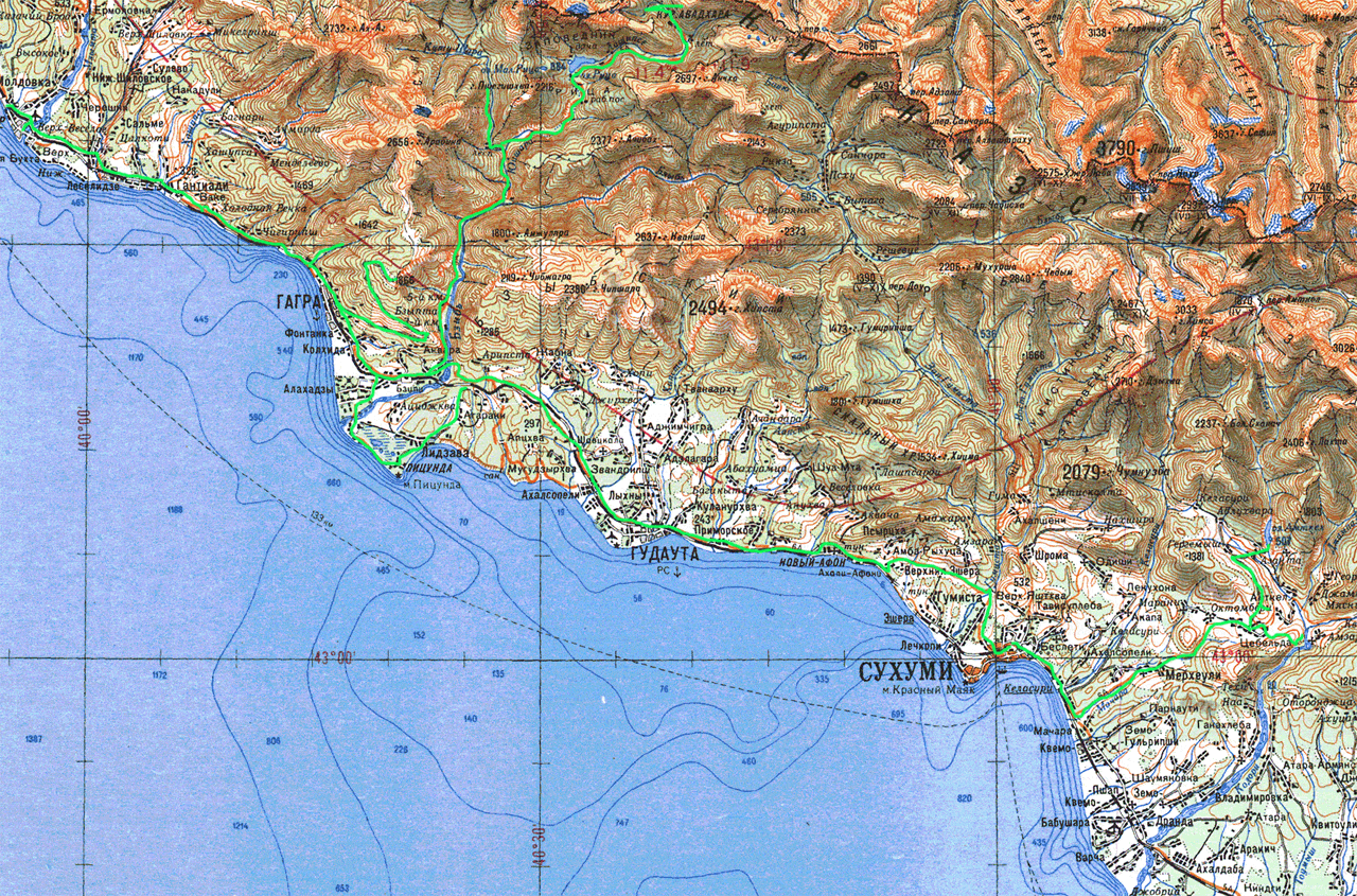 Географическая карта россии абхазии. Карта Абхазии побережье. Карта Абхазии побережье черного моря. Абхазия карта побережья подробная с городами. Леселидзе Абхазия на карте поселок в Абхазии.