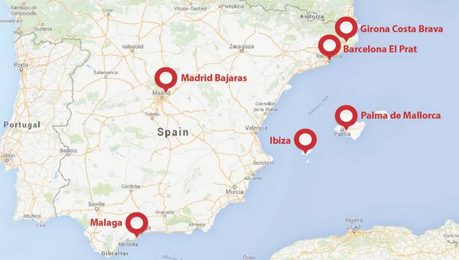 Карта побережья испании с курортами