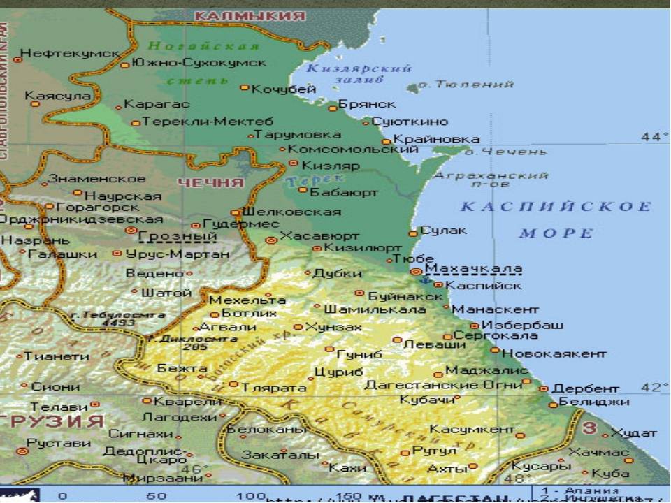 Дагестан карта с границами
