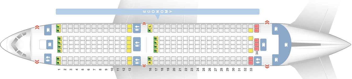 Схема салона Boeing 767-200 UTair