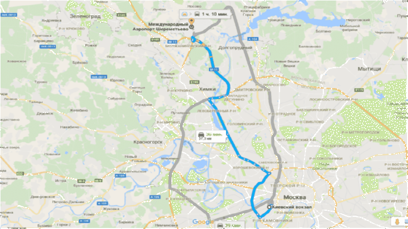 Как доехать до Шереметьево с Киевского вокзала