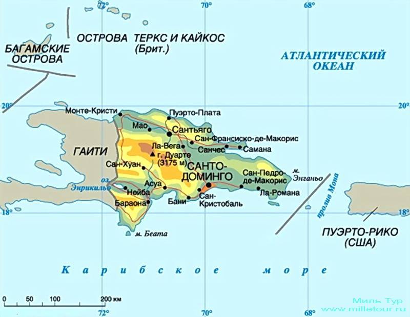 Где находится доминикана на карте мира. карта доминиканы на русском языке
