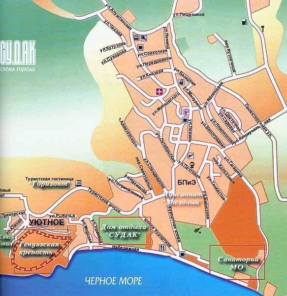 Подробная карта судака (крым)