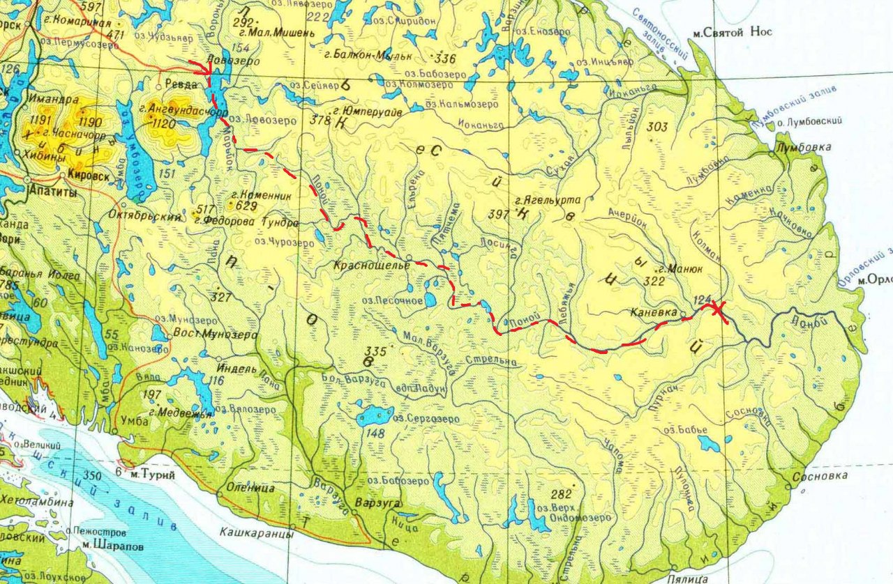 Карта кольского полуострова с городами и поселками подробная