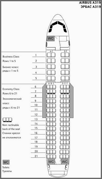 Аэробус а319 схема мест
