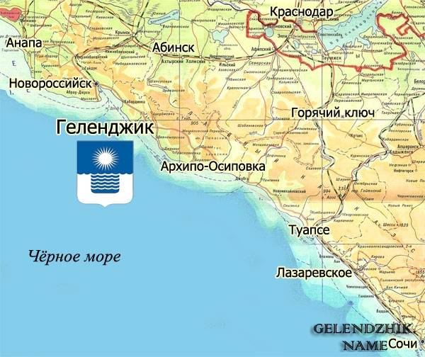 Подробная карта черноморского побережья россии и его курорты
