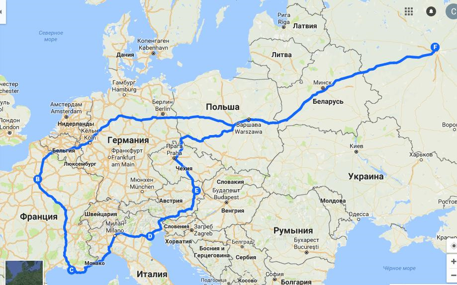 Маршрут путешествия по миру