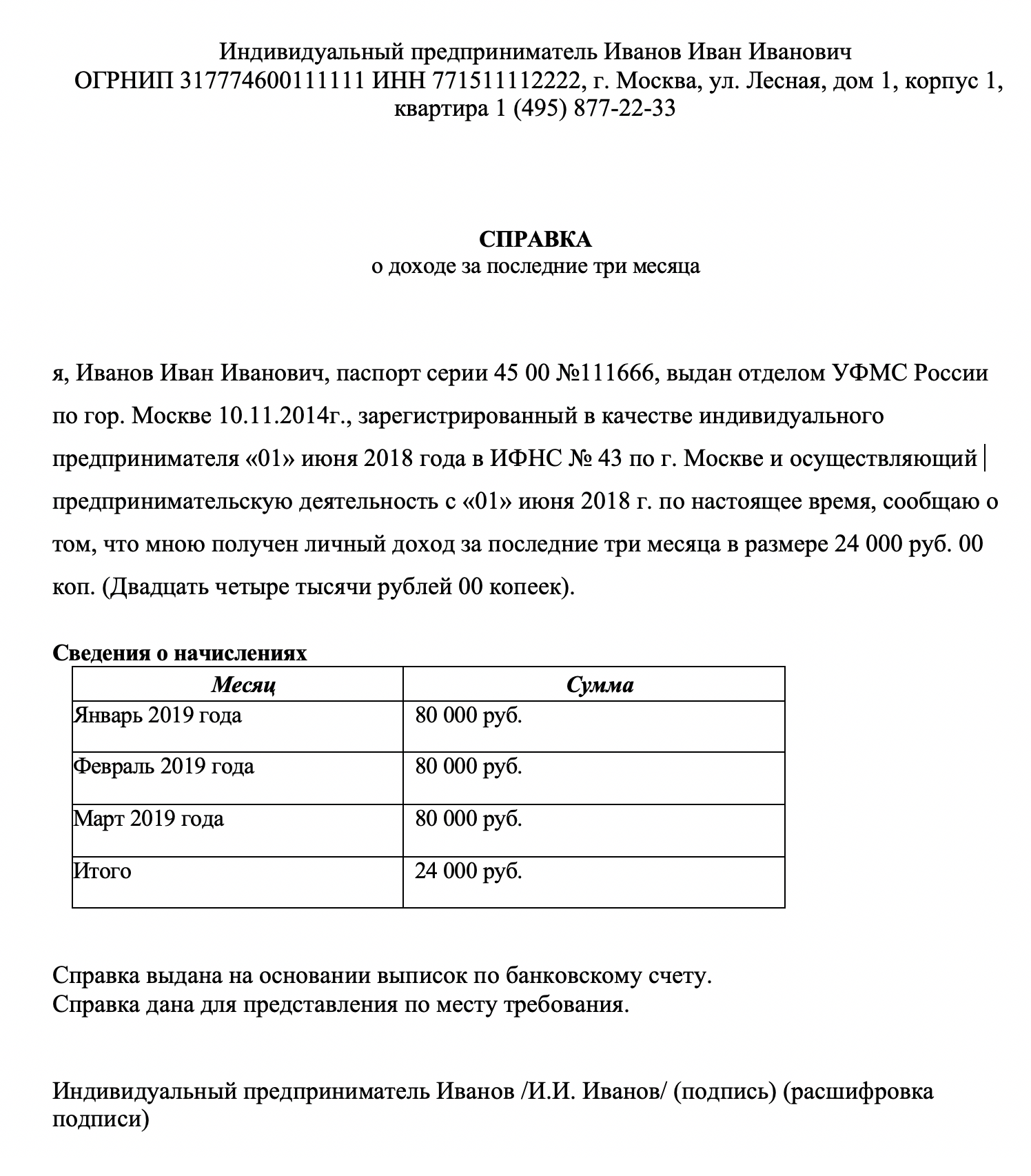 Справка о доходах полученных от деятельности в области информационных технологий образец