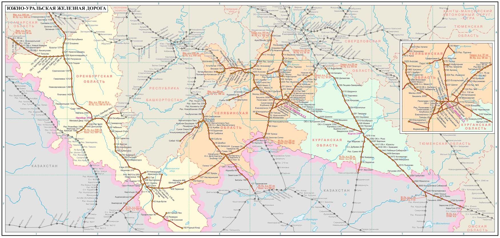 Карта железнодорожных дорог