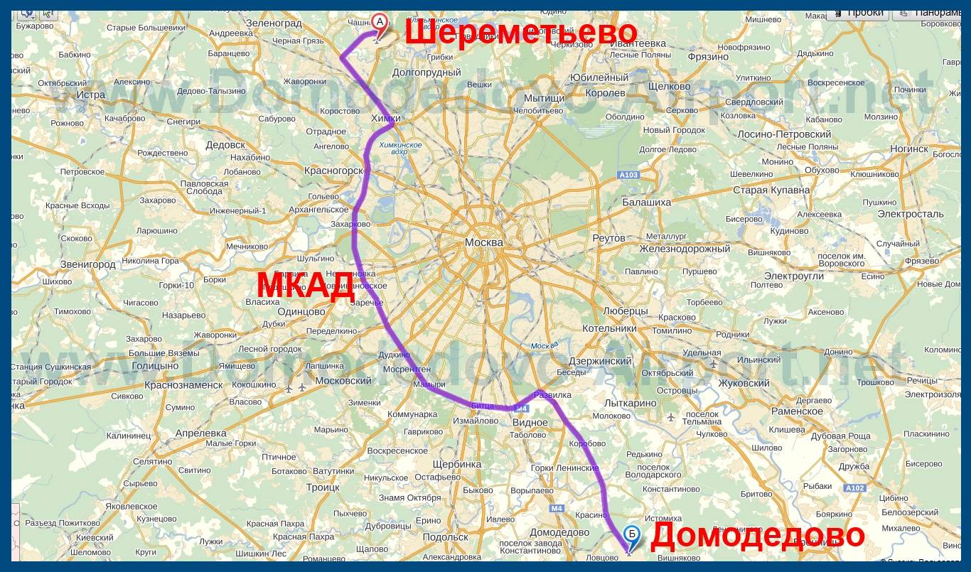 Аэропорты Москвы на карте